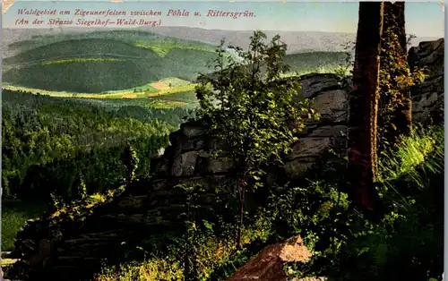 42193 - Deutschland - Zigeunerfelsen , Pöhla , Rittersgrün , Strasse Siegelhof , Wald-Burg , Feldpost Marke - gelaufen 1916