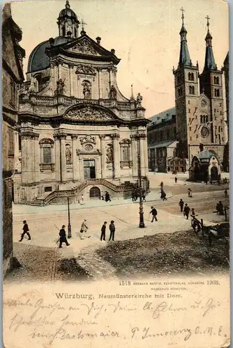 42226 - Deutschland - Würzburg , Neumünsterkirche mit Dom - gelaufen 1904