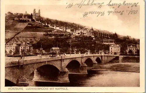 42243 - Deutschland - Würzburg , Ludwigsbrücke mit Kappele - gelaufen 1918