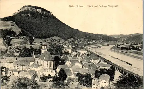 42281 - Deutschland - Königstein , Stadt u. Festung , Sächsische Schweiz - gelaufen 1912