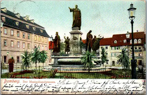42347 - Deutschland - Bamberg , Der Maximiliansbrunnen  - gelaufen 1906