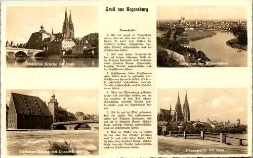 42404 - Deutschland - Regenburg , Gruss aus , Mehrbildkarte , Donaustrudel - gelaufen 1940