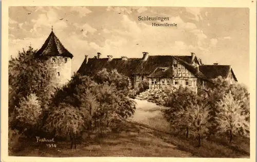 42477 - Künstlerkarte - Schleusingen , Hexentörmle , signiert Carl Frühauf 1920 - nicht gelaufen