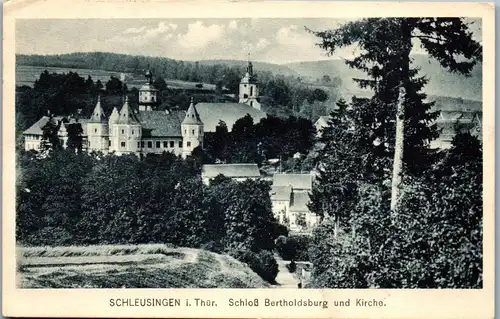 42480 - Deutschland - Schleusingen , i. Thür. , Schloß Bertholdsburg und Kirche - gelaufen 1920