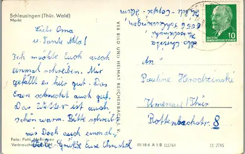 42483 - Deutschland - Schleusingen , i. Thür. , Markt - gelaufen 1965