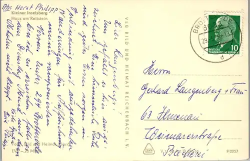 42484 - Deutschland - Kleiner Inselsberg , Haus am Reitstein - gelaufen 1960