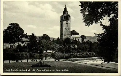 42526 - Deutschland - Bad Sooden Allendorf , St. Crucis Kirche mit Werra Wehr - gelaufen