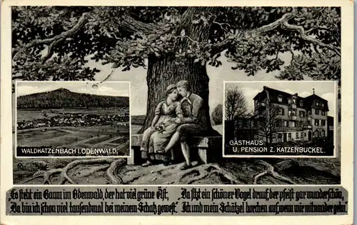 42548 - Deutschland - Waldkatzenbach , Odenwald , Gasthaus u. Pension u. Katzenbuckel , Hch. Ruhl - gelaufen 1934
