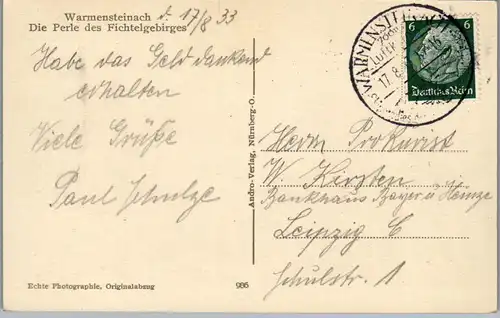 42566 - Deutschland - Warmensteinach , Steinachtal m. Zainhammer u. Brunnenhaus , Fichtelgebirge - gelaufen 1933