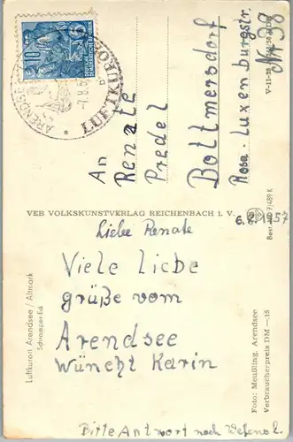 42579 - Deutschland - Arendsee , Altmark , Schramper Eck - gelaufen 1957