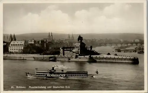 42606 - Deutschland - Koblenz , Moselmündung und Deutsches Eck , Dampfer , Schiff - nicht gelaufen