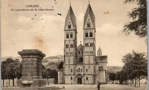 42646 - Deutschland - Coblenz , Koblenz , St. Castor Kirche mit St. Castor Brunnen , Feldpost - gelaufen 1915