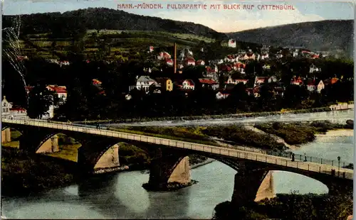 42703 - Deutschland - Hannoversch Münden , Fuldapertie mit Blick auf Cattenbühl - gelaufen 1919