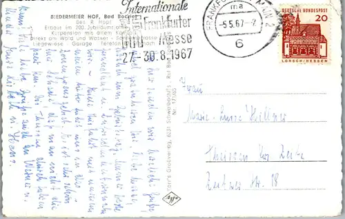 42718 - Deutschland - Bad Bocklet , Hotel Biedermeier Hof , Bes. R. Hopf - gelaufen 1967