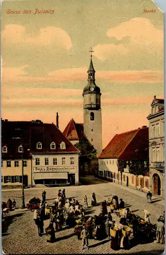 42725 - Deutschland - Pulsnitz , Gruss aus , Marktplatz , Markt - nicht gelaufen