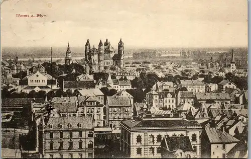 42727 - Deutschland - Worms , a. Rhein , Panorama - gelaufen 1910