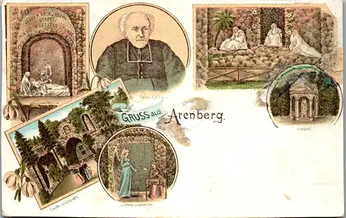 42747 - Deutschland - Arenberg , Gruss aus , Tempel , Pastor Kraus , Lourdes , l. beschädigt - nicht gelaufen