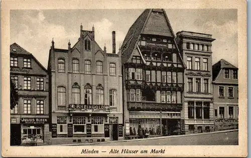42750 - Deutschland - Minden , Alte Häuser am Markt , Rheingold , Julius Bleek Buchhandlung - nicht gelaufen