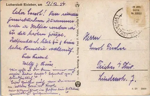 42799 - Deutschland - Eisleben , Lutherstadt , Markt - gelaufen 1954