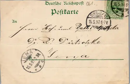 42807 - Deutschland - Halle , a. d. Saale , Postgebäude , Bahnhof , Kliniken , Händel Denkmal - gelaufen 1897