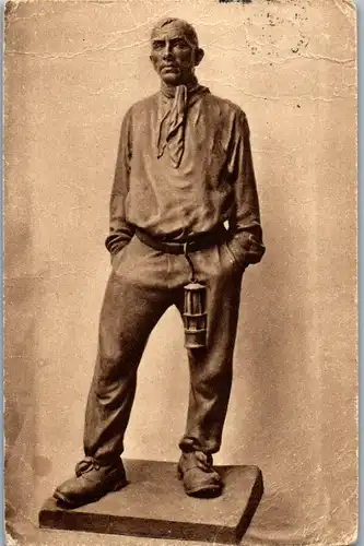 42812 - Skulptur - Der Bergmann von der Saar , Standbild Nationalgalerie Berlin - gelaufen 1934