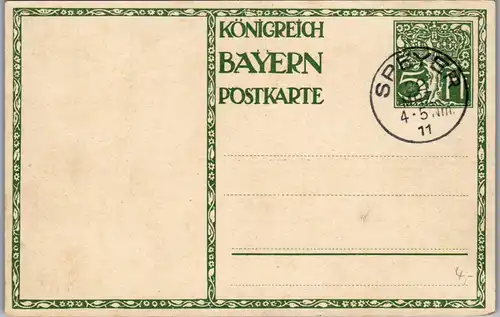 42820 - Deutschland - Ganzsache , Bayern 1911 , Luitpold v. Bayern , Diez - nicht gelaufen