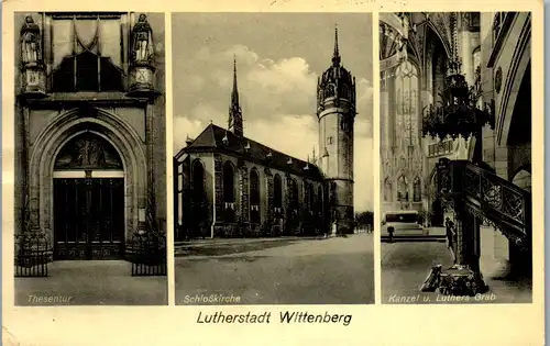 42833 - Deutschland - Wittenberg , Lutherstadt , Luther's Grab , Schlosskirche , Thesentür - gelaufen