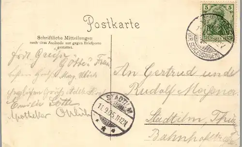 42856 - Deutschland - Schmiedefeld , Berghotel Stutenhaus , Thür. Wald , Adlersberg - gelaufen 1905