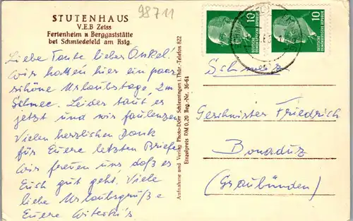 42859 - Deutschland - Schmiedefeld , Rennsteig , Stutenhaus V.E.B. Zeiss , Ferienheim , Adlersberg - gelaufen