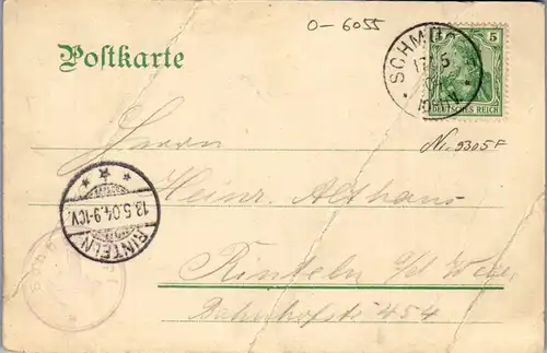 42863 - Deutschland - Schmücke , i. Thür. , Hotel , Pension , Schneekopf , Neues Logirhaus , l. beschädigt - gelaufen 1904