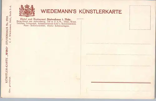 42868 - Künstlerkarte - Schmiedefeld , Rennsteig , Stutenhaus , Adlersberg - nicht gelaufen