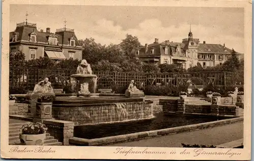 42908 - Deutschland - Baden Baden , Josefinenbrunnen in den Gönneranlagen - gelaufen 1920
