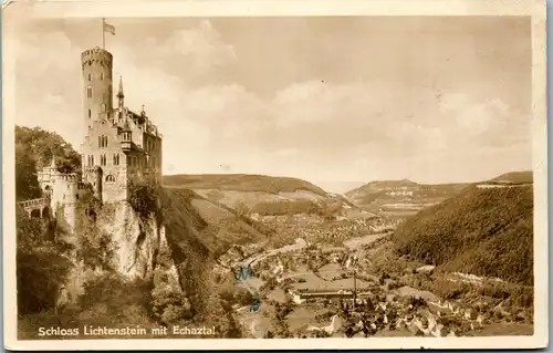 42913 - Deutschland - Reutlingen , Schloss Lichtenstein mit Echaztal - gelaufen 1935