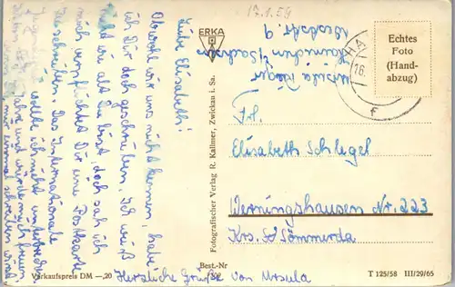 42927 - Deutschland - Hainichen , Gellert Denkmal , Reichsbahn Schule , Kleine Striegis , Mehrbildkarte - gelaufen 1959