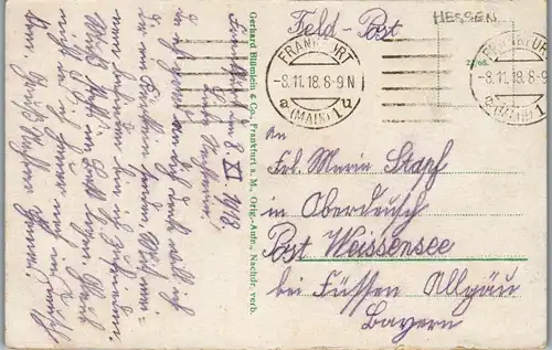 42977 - Deutschland - Frankfurt am Main , Römerberg , Feldpost - gelaufen 1918