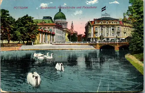 43044 - Deutschland - Potsdam , Stadtschloß , Nikolaikirche und Palasthotel - gelaufen 1921