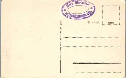 43085 - Deutschland - Rheinstein , Burg , Rhein - nicht gelaufen 1925