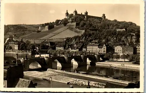 43129 - Deutschland - Würzburg , Alte Mainbrücke mit Feste Marienberg - nicht gelaufen
