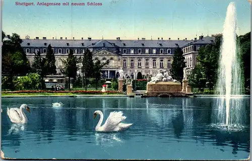 43132 - Deutschland - Stuttgart , Anlagensee mit neuem Schloss - gelaufen 1951