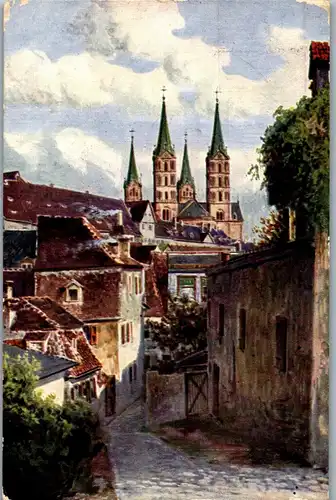 43158 - Künstlerkarte - Bamberg , Dom - gelaufen 1913