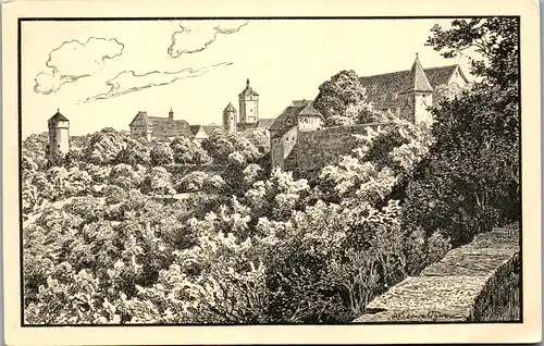43168 - Künstlerkarte - Rothenburg ob der Tauber , Blick vom Burggarten , signiert - nicht gelaufen