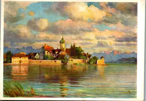 43392 - Künstlerkarte - Wasserburg am Bodensee , signiert Franz Löffler - nicht gelaufen