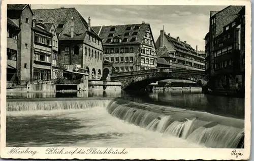 43419 - Deutschland - Nürnberg , Blick auf die Fleischbrücke - gelaufen 1938