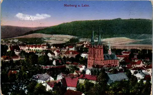 43437 - Deutschland - Marburg Lahn , Panorama - gelaufen 1915