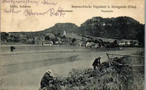 43446 - Deutschland - Papstdorf b. Königstein , Elbe , Sächs. Schweiz , Papststein , Gohrischstein - gelaufen 1928