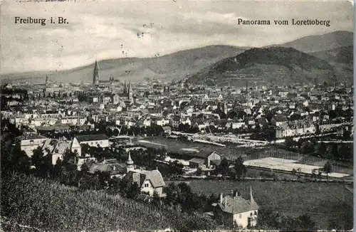 43466 - Deutschland - Freiburg i. Br. , Panorama vom Lorettoberg - gelaufen 1910