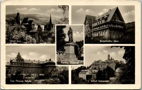 43477 - Deutschland - Hartenstein , Schloß Stein , Fleming Schule , Denkmal , Bergarbeiter Heim - gelaufen