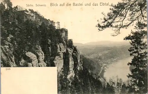 43502 - Deutschland - Sächsische Schweiz , Blick auf die Bastei und das Elbtal - nicht gelaufen