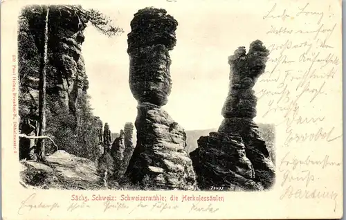 43517 - Deutschland - Schweizermühle , Herkulessäule , Sächsische Schweiz - gelaufen 1902