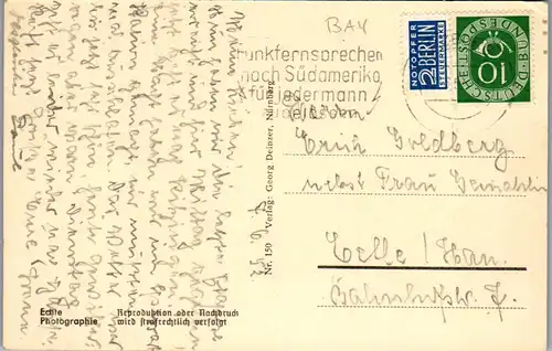 43589 - Deutschland - Würzburg , Falkenhaus , Festung , Dom , Residenz , Mehrbildkarte - gelaufen 1952